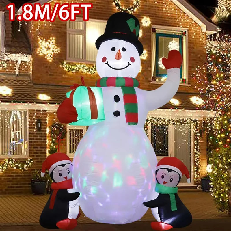 Christmas Decoration Crutch Santa Claus Inflatable Toy with LED Lights Outdoor Inflatable Model Ornament Holiday DIY Decorations