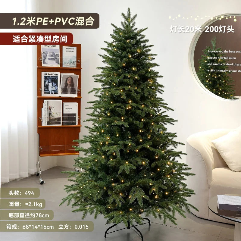 Christmas Tree PE Encrypted Christmas Decoration with Lights,Folding and Retractable Pine Needles,Christmas Tree Set Decoration