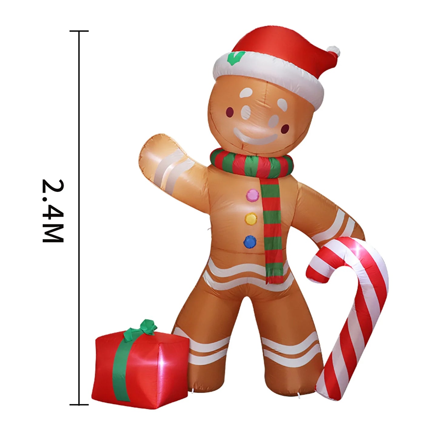 Christmas Decoration Crutch Santa Claus Inflatable Toy with LED Lights Outdoor Inflatable Model Ornament Holiday DIY Decorations