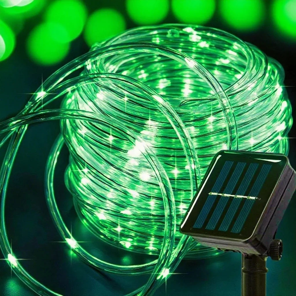 Solar Rope Strip Light Outdoor Waterproof LED Fairy Light Strings Christmas Decor for Garden Lawn Tree Yard Fence Xmas Decor