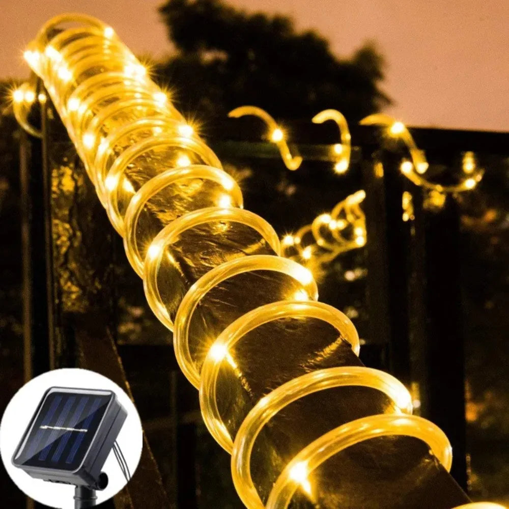 Outdoor Solar Tube Rope Led Light Garden Christmas Decoration Fairy String Light 22M Outdoor Wedding Party Led Lamp