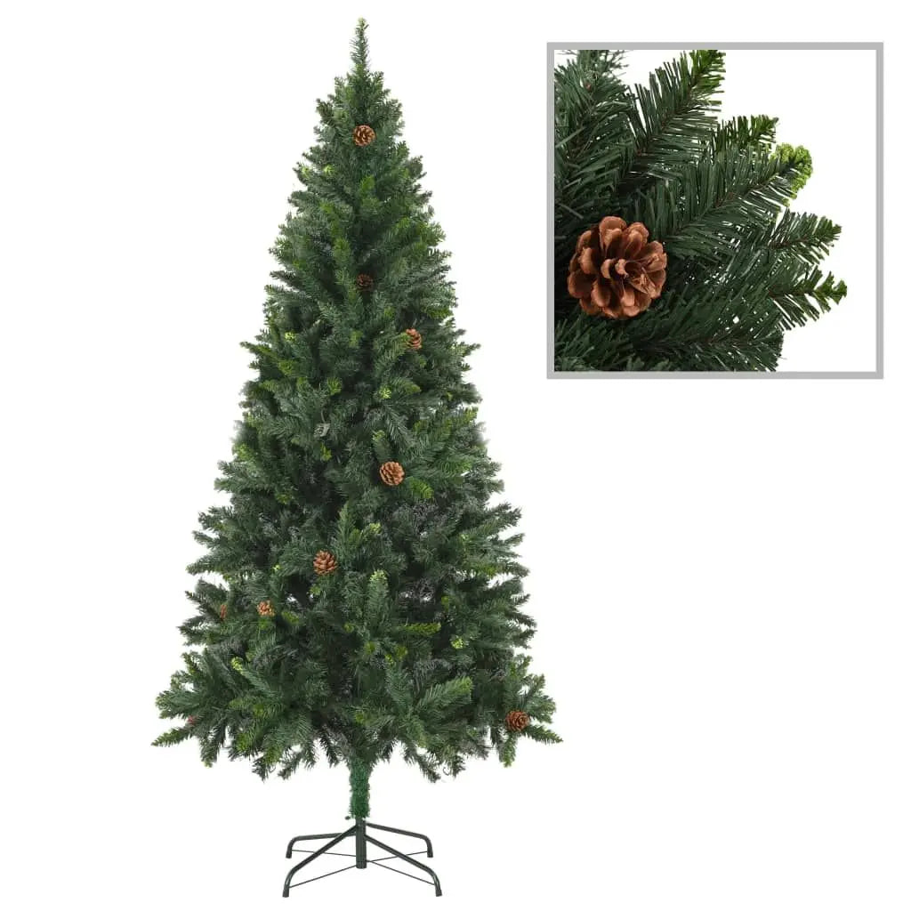 Pre-Lit 70.9\" Artificial Christmas Tree with Ball Set Pine Cones Festive Christmas Decorations
