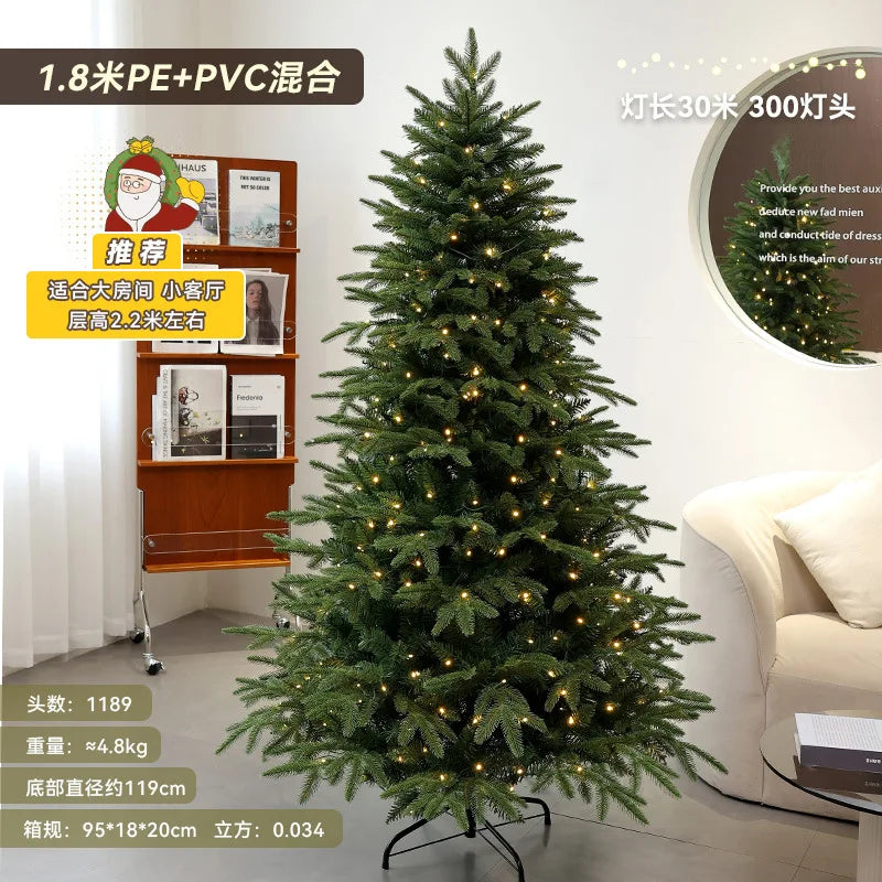 Christmas Tree PE Encrypted Christmas Decoration with Lights,Folding and Retractable Pine Needles,Christmas Tree Set Decoration