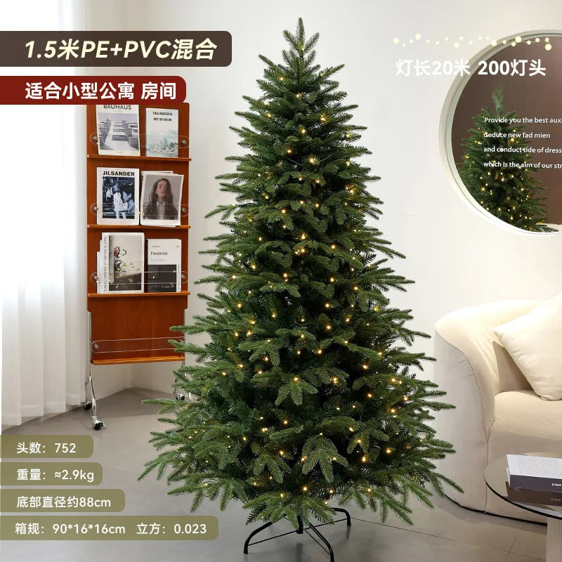 Christmas Tree PE Encrypted Christmas Decoration with Lights,Folding and Retractable Pine Needles,Christmas Tree Set Decoration