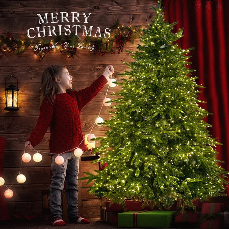Christmas Tree PE Encrypted Christmas Decoration with Lights,Folding and Retractable Pine Needles,Christmas Tree Set Decoration