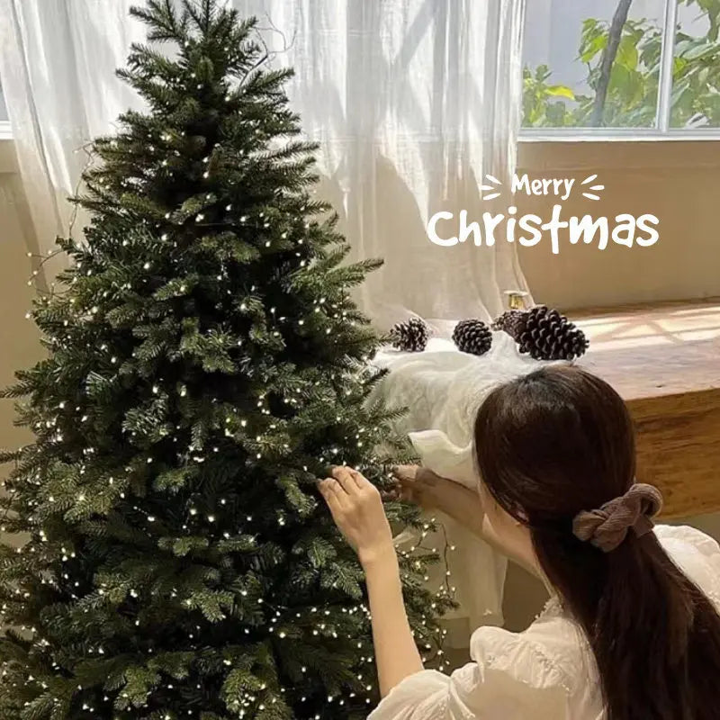 Christmas Tree PE Encrypted Christmas Decoration with Lights,Folding and Retractable Pine Needles,Christmas Tree Set Decoration