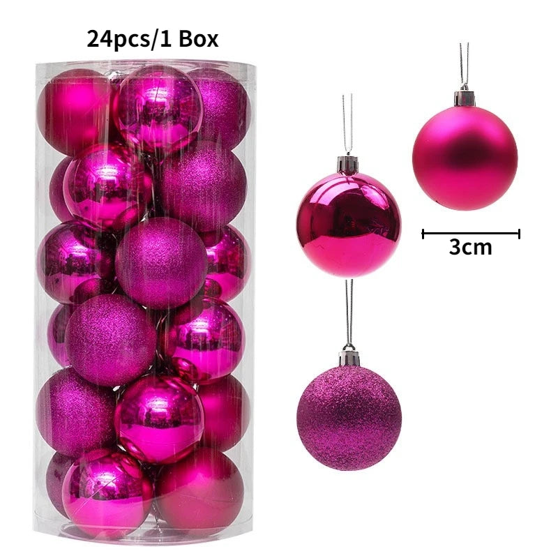 24/36Pcs/Box Christmas Ball Decoration Xmas Tree Pendent Ornaments for Home Decor Navidad New Year 2026 Party Supplies Accessory