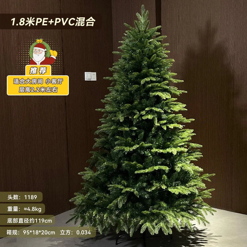 Christmas Tree PE Encrypted Christmas Decoration with Lights,Folding and Retractable Pine Needles,Christmas Tree Set Decoration