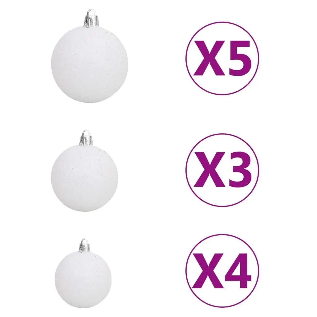 Pre-Lit 70.9\" Artificial Christmas Tree with Ball Set Pine Cones Festive Christmas Decorations