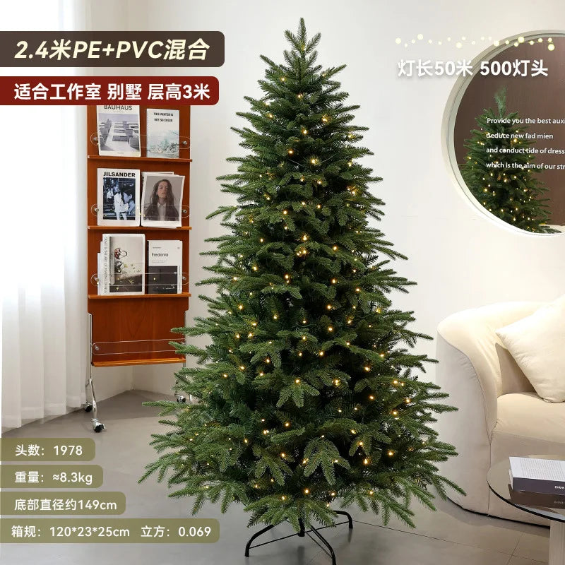 Christmas Tree PE Encrypted Christmas Decoration with Lights,Folding and Retractable Pine Needles,Christmas Tree Set Decoration