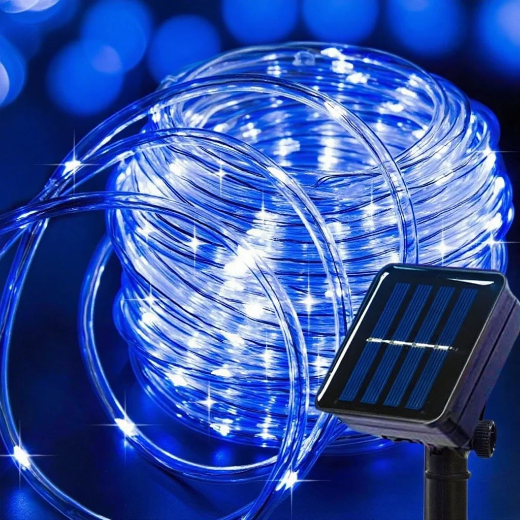 Solar Rope Strip Light Outdoor Waterproof LED Fairy Light Strings Christmas Decor for Garden Lawn Tree Yard Fence Xmas Decor