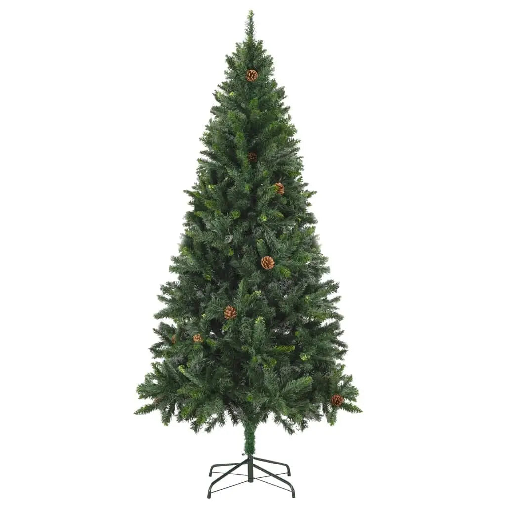 Pre-Lit 70.9\" Artificial Christmas Tree with Ball Set Pine Cones Festive Christmas Decorations
