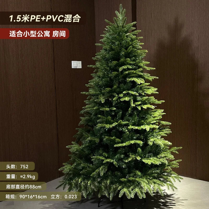 Christmas Tree PE Encrypted Christmas Decoration with Lights,Folding and Retractable Pine Needles,Christmas Tree Set Decoration