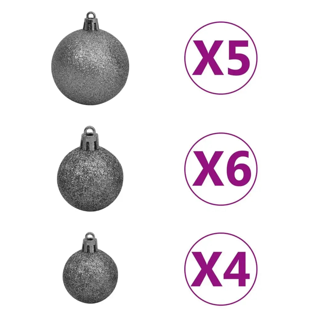Pre-Lit 70.9\" Artificial Christmas Tree with Ball Set Pine Cones Festive Christmas Decorations