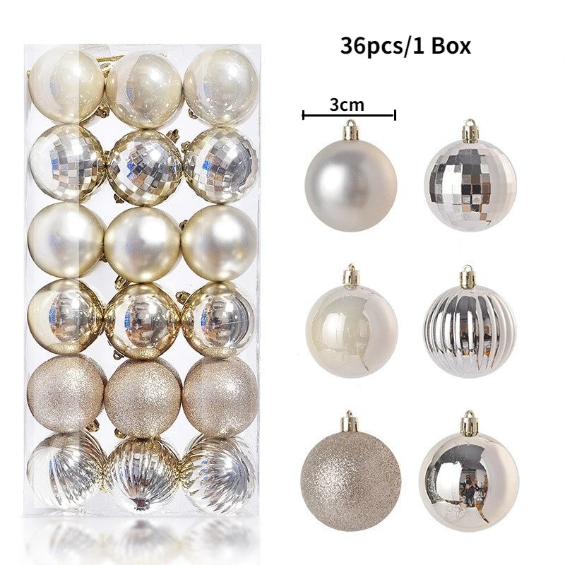 24/36Pcs/Box Christmas Ball Decoration Xmas Tree Pendent Ornaments for Home Decor Navidad New Year 2026 Party Supplies Accessory