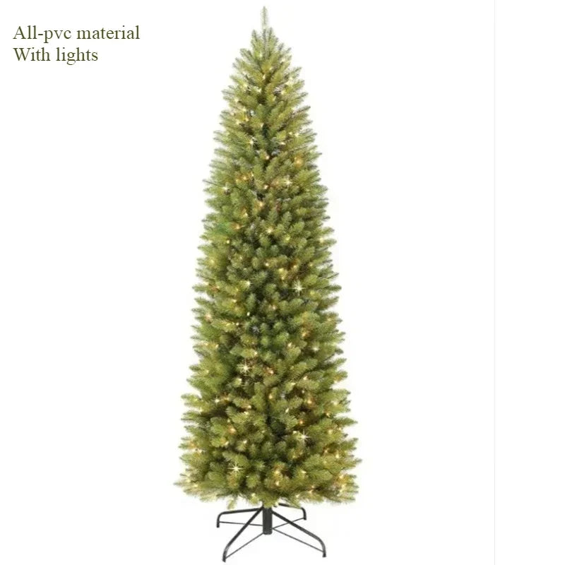 Artificial Christmas Tree PVC Material LED Light Pencil Christmas Tree 1.5m to 2.1m Family Christmas Party Scene Decorations