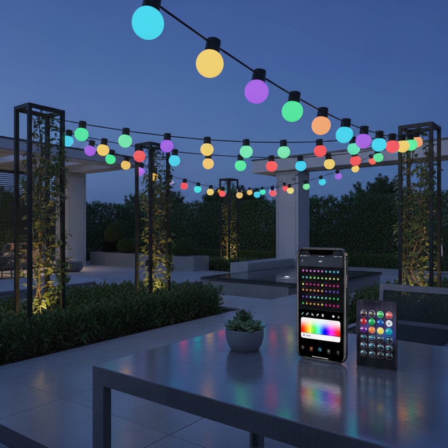 Christmas Party DIY Fairy String Light with Bluetooth APP and Remote Control LED Lighting Strings Waterproof USB Garden Decor