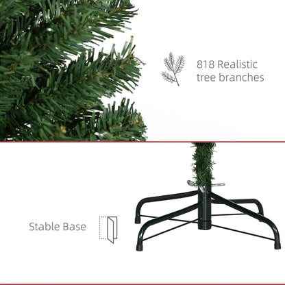 7 FT Slim Christmas Tree with Lights Pencil Xmas Tree with Stand 818 Tips Holiday Indoor Decoration Party Green Christmas Tree