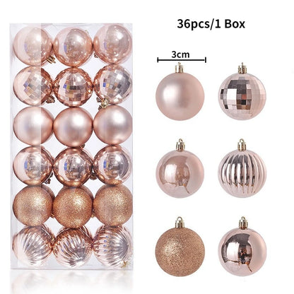 24/36Pcs/Box Christmas Ball Decoration Xmas Tree Pendent Ornaments for Home Decor Navidad New Year 2026 Party Supplies Accessory