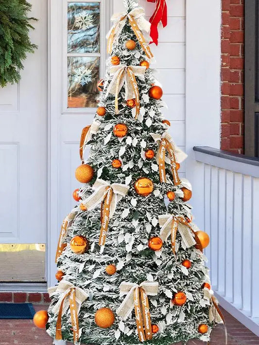 New Folding Christmas Tree Retractable Christmas Tree Easy To Assemble with Bows and Balls Christmas Holiday Decoration