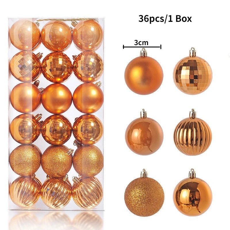 24/36Pcs/Box Christmas Ball Decoration Xmas Tree Pendent Ornaments for Home Decor Navidad New Year 2026 Party Supplies Accessory