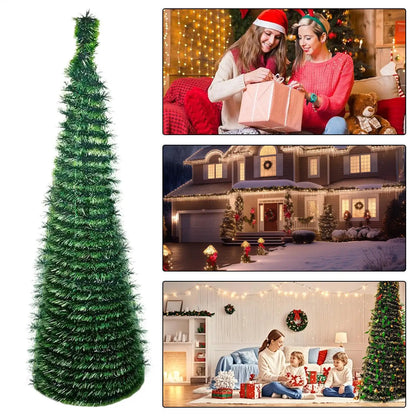 Small Christmas Tree 5 Ft Festival Ornament Foldable Fake Christmas Tree for Yard Porch Patio Kitchen Classroom Winter Holiday