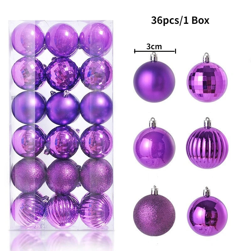 24/36Pcs/Box Christmas Ball Decoration Xmas Tree Pendent Ornaments for Home Decor Navidad New Year 2026 Party Supplies Accessory