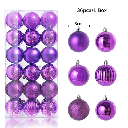 24/36Pcs/Box Christmas Ball Decoration Xmas Tree Pendent Ornaments for Home Decor Navidad New Year 2026 Party Supplies Accessory