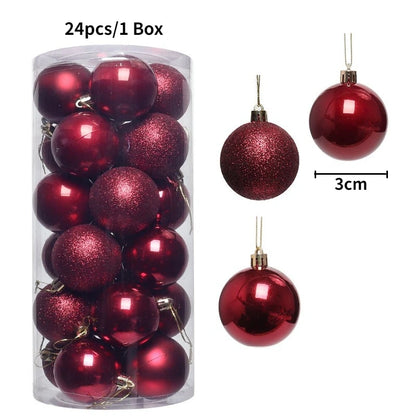 24/36Pcs/Box Christmas Ball Decoration Xmas Tree Pendent Ornaments for Home Decor Navidad New Year 2026 Party Supplies Accessory