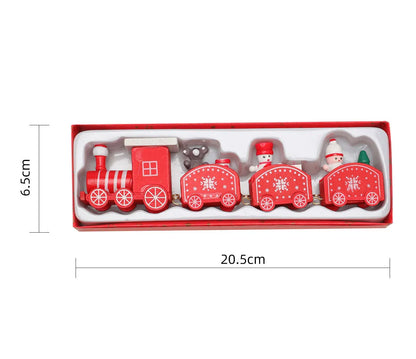Christmas Wooden Train Decoration Merry Christmas Party Wooden Crafts Christmas for Home Happy New Year Children's Gifts