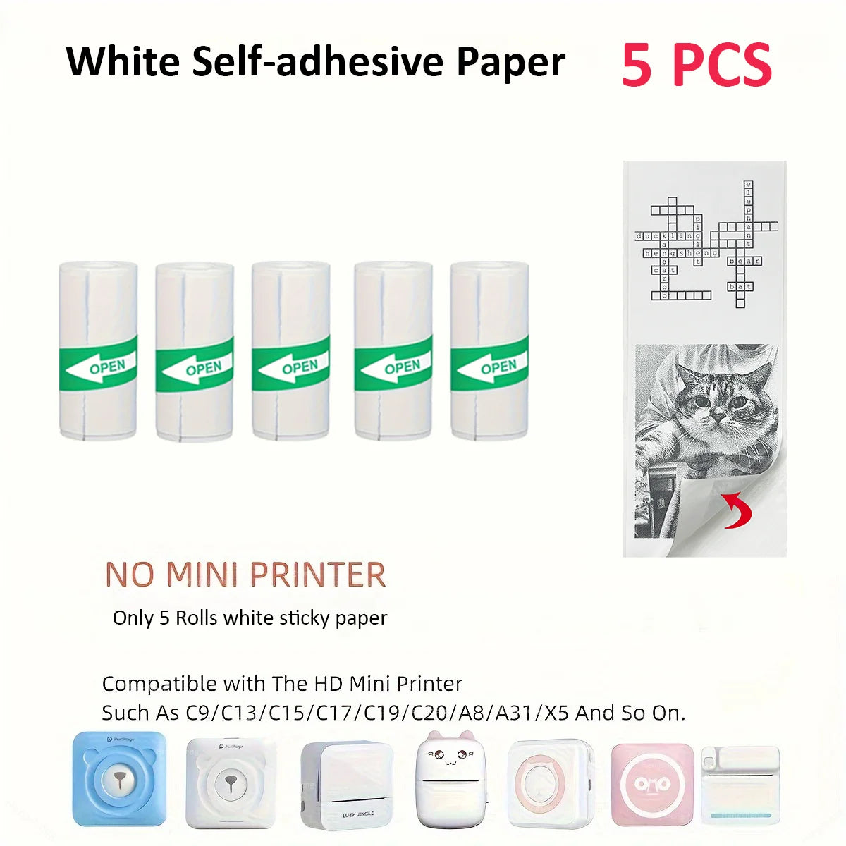 Mini Sticker Printer,Inkless Thermal Printer, Pocket Bluetooth Printer for Halloween Christmas Gift for Photo,Memo Impressora