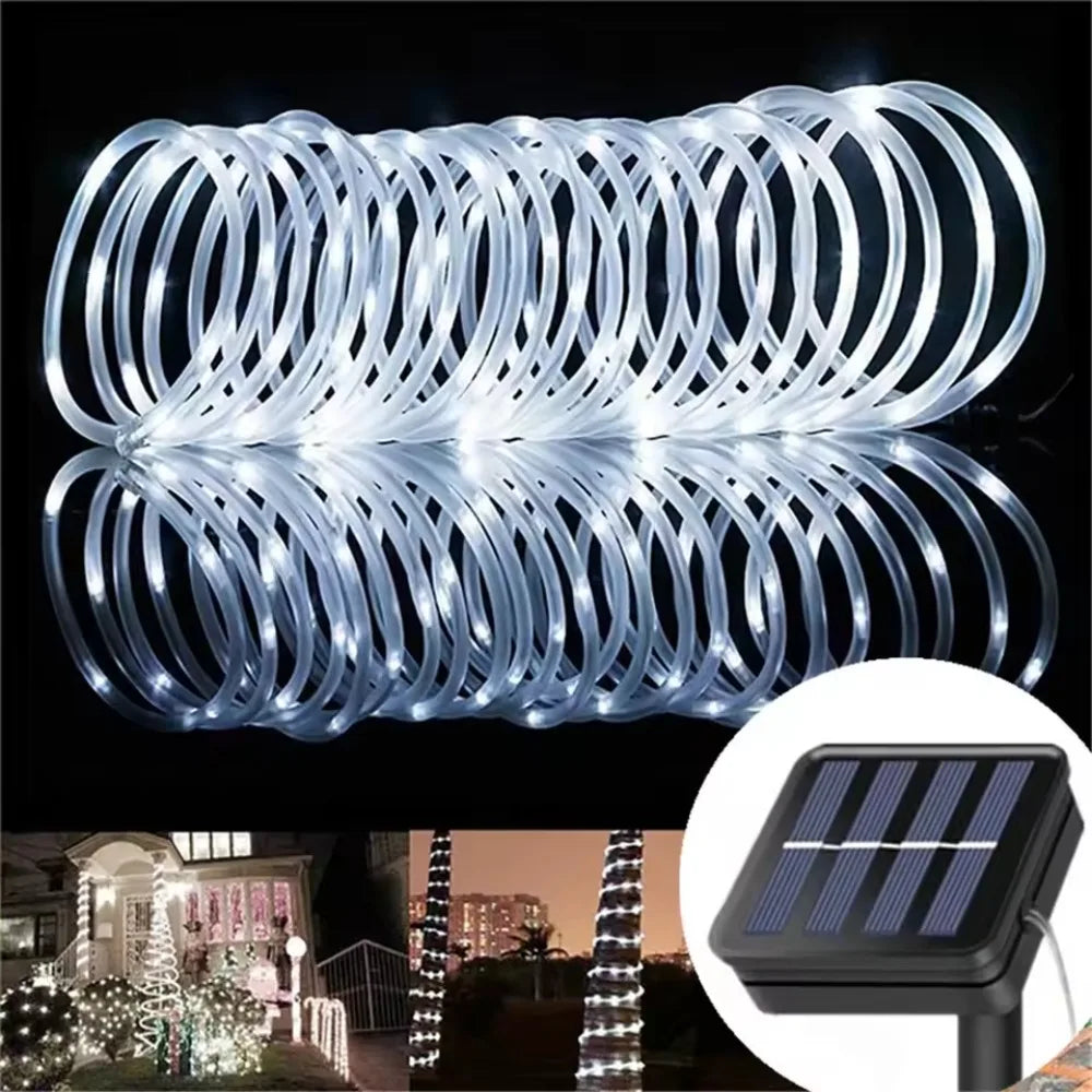 Outdoor Solar Tube Rope Led Light Garden Christmas Decoration Fairy String Light 22M Outdoor Wedding Party Led Lamp