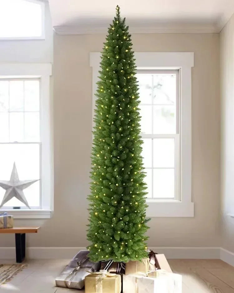 Luxury Artificial Christmas Tree PVC Pencil Pointed Slender Pen Pole Green Xmas Tree Home Decoration Atmosphere 120cm to 270cm
