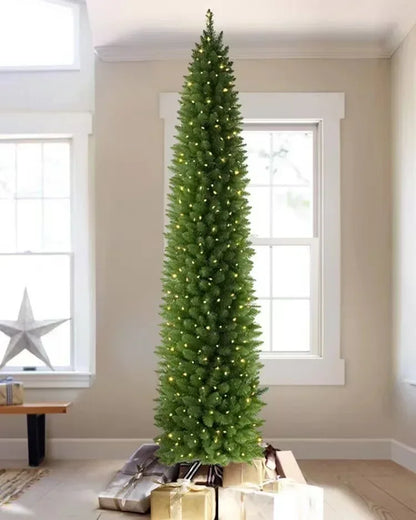 Luxury Artificial Christmas Tree PVC Pencil Pointed Slender Pen Pole Green Xmas Tree Home Decoration Atmosphere 120cm to 270cm