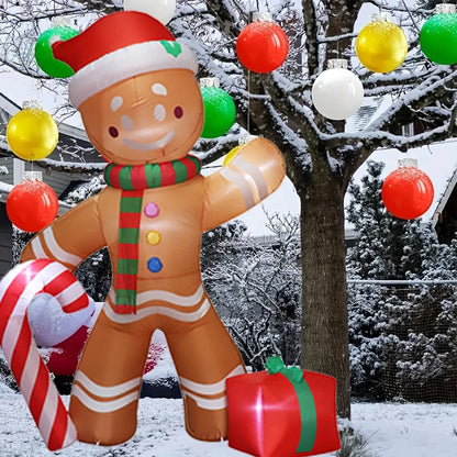 Christmas Decoration Crutch Santa Claus Inflatable Toy with LED Lights Outdoor Inflatable Model Ornament Holiday DIY Decorations