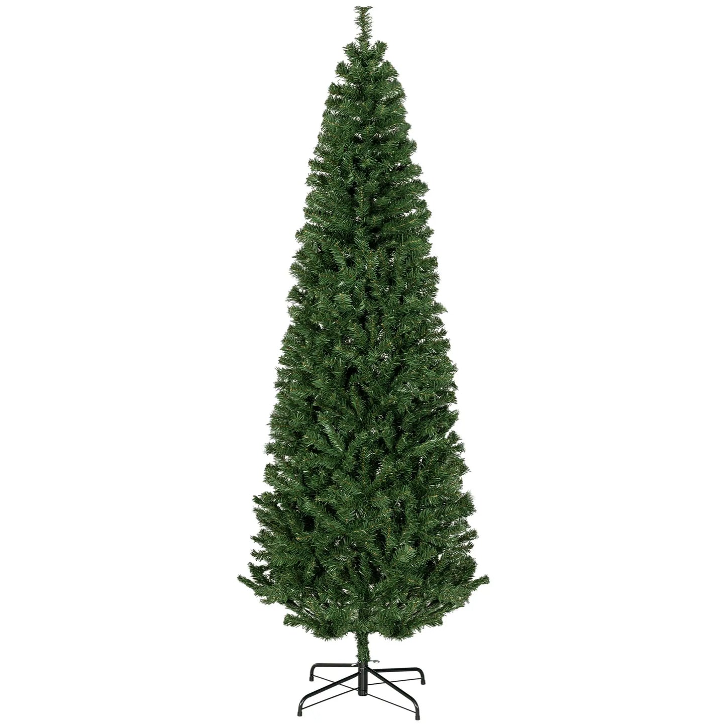 7 FT Slim Christmas Tree with Lights Pencil Xmas Tree with Stand 818 Tips Holiday Indoor Decoration Party Green Christmas Tree
