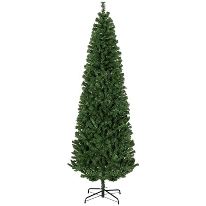 7 FT Slim Christmas Tree with Lights Pencil Xmas Tree with Stand 818 Tips Holiday Indoor Decoration Party Green Christmas Tree