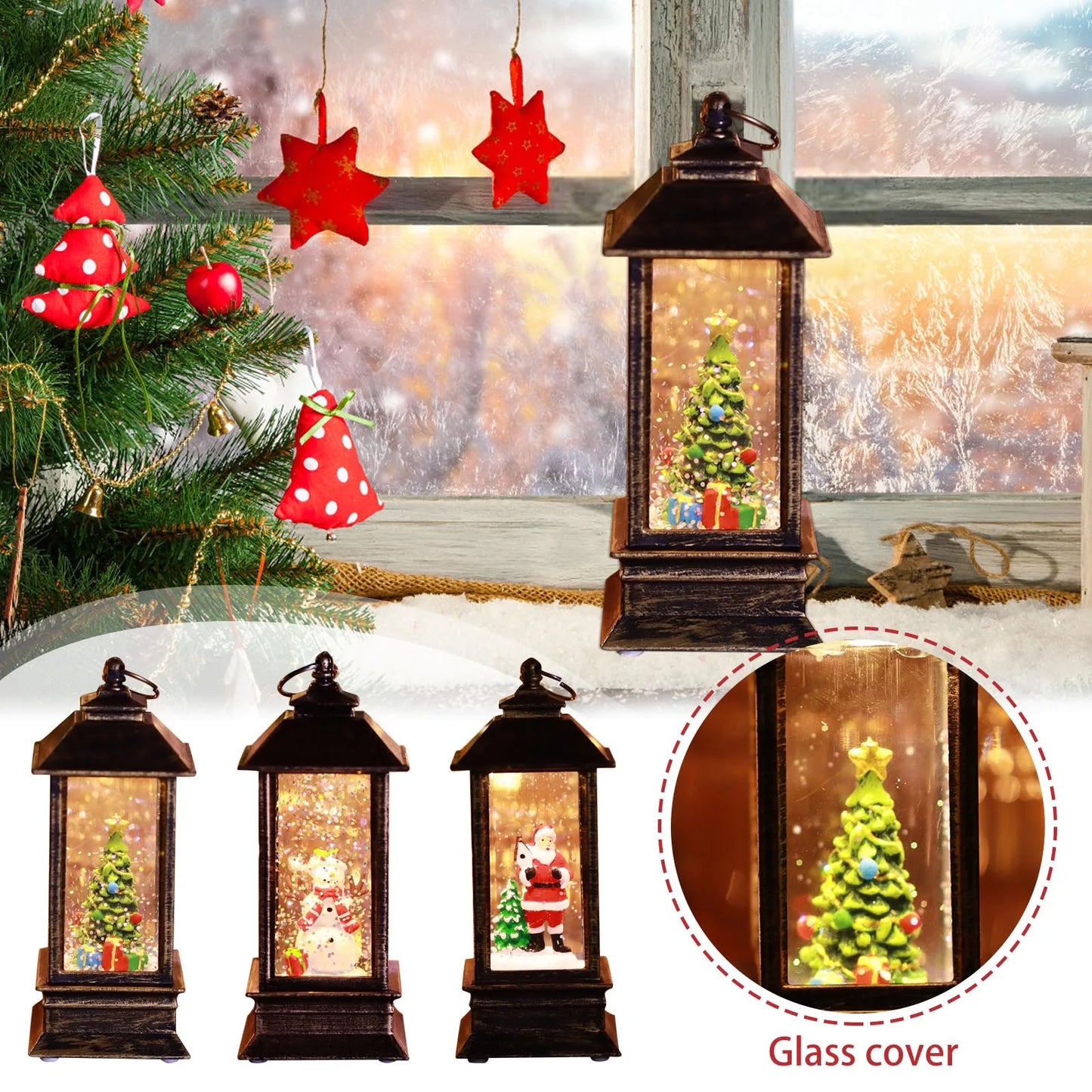Christmas Little Night Lamp Festive Warm White LED Light Lantern Decoration Indoor Outdoor Home Garden Table Ornament Gift new