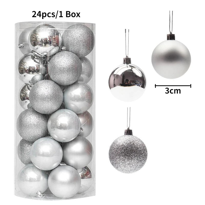 24/36Pcs/Box Christmas Ball Decoration Xmas Tree Pendent Ornaments for Home Decor Navidad New Year 2026 Party Supplies Accessory