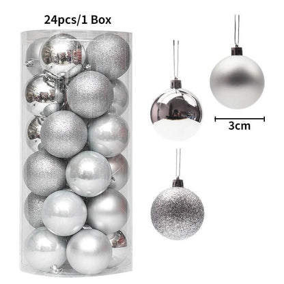 24/36Pcs/Box Christmas Ball Decoration Xmas Tree Pendent Ornaments for Home Decor Navidad New Year 2026 Party Supplies Accessory