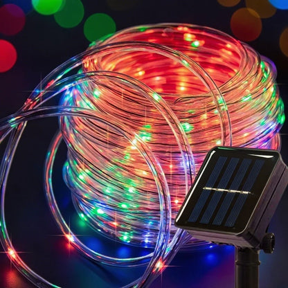 Solar Rope Strip Light Outdoor Waterproof LED Fairy Light Strings Christmas Decor for Garden Lawn Tree Yard Fence Xmas Decor