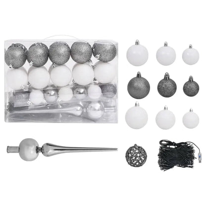 Pre-Lit 70.9\" Artificial Christmas Tree with Ball Set Pine Cones Festive Christmas Decorations
