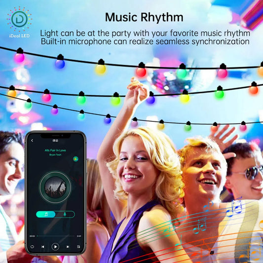 Christmas Party DIY Fairy String Light with Bluetooth APP and Remote Control LED Lighting Strings Waterproof USB Garden Decor