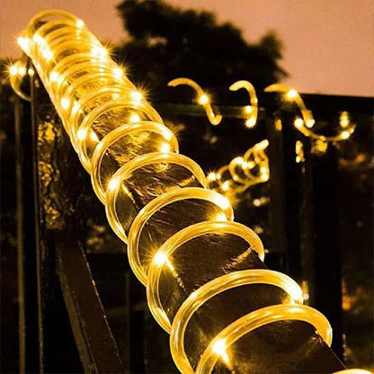 Solar Rope Strip Light Outdoor Waterproof LED Fairy Light Strings Christmas Decor for Garden Lawn Tree Yard Fence Xmas Decor