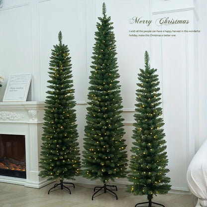 Artificial Christmas Tree Pointed Head PVC Pencil Green Christmas Tree 1.2m To 2.7m Home Christmas Atmosphere Decoration Supplie