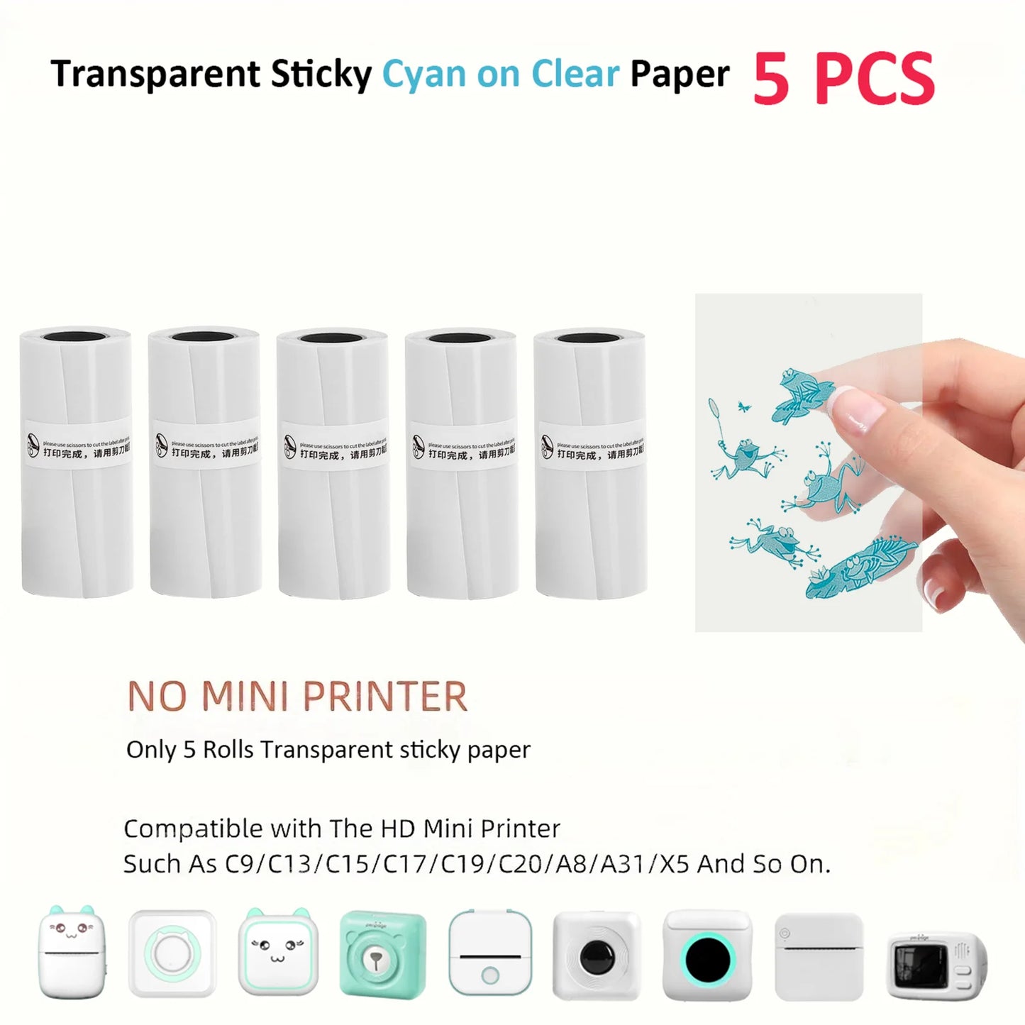 Mini Sticker Printer,Inkless Thermal Printer, Pocket Bluetooth Printer for Halloween Christmas Gift for Photo,Memo Impressora