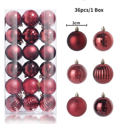 24/36Pcs/Box Christmas Ball Decoration Xmas Tree Pendent Ornaments for Home Decor Navidad New Year 2026 Party Supplies Accessory