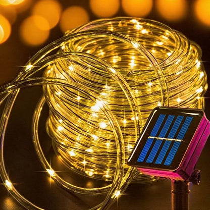 Solar Rope Strip Light Outdoor Waterproof LED Fairy Light Strings Christmas Decor for Garden Lawn Tree Yard Fence Xmas Decor