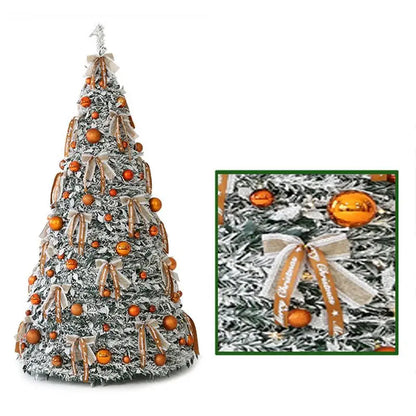 New Folding Christmas Tree Retractable Christmas Tree Easy To Assemble with Bows and Balls Christmas Holiday Decoration