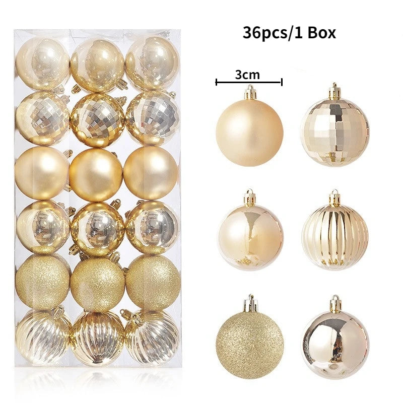24/36Pcs/Box Christmas Ball Decoration Xmas Tree Pendent Ornaments for Home Decor Navidad New Year 2026 Party Supplies Accessory